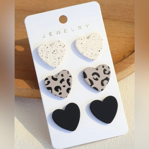 Jewelry - 3 sets Heart Stud Earrings
